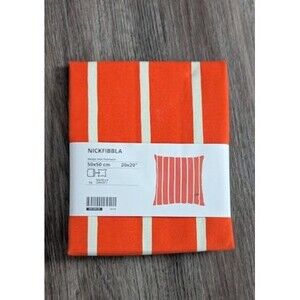 NWT Ikea NICKFIBBLA Pillow cushion cover, orange white/stripe 20x20"